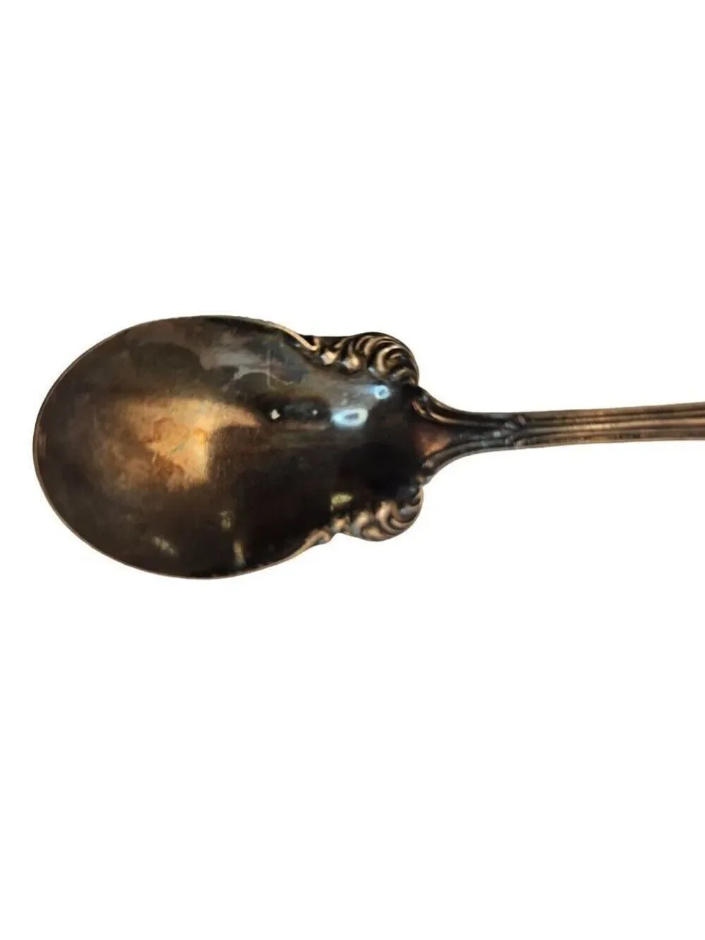Community Silver Antique Silver-Plated Serving Spoon With Ornate Floral & Basket